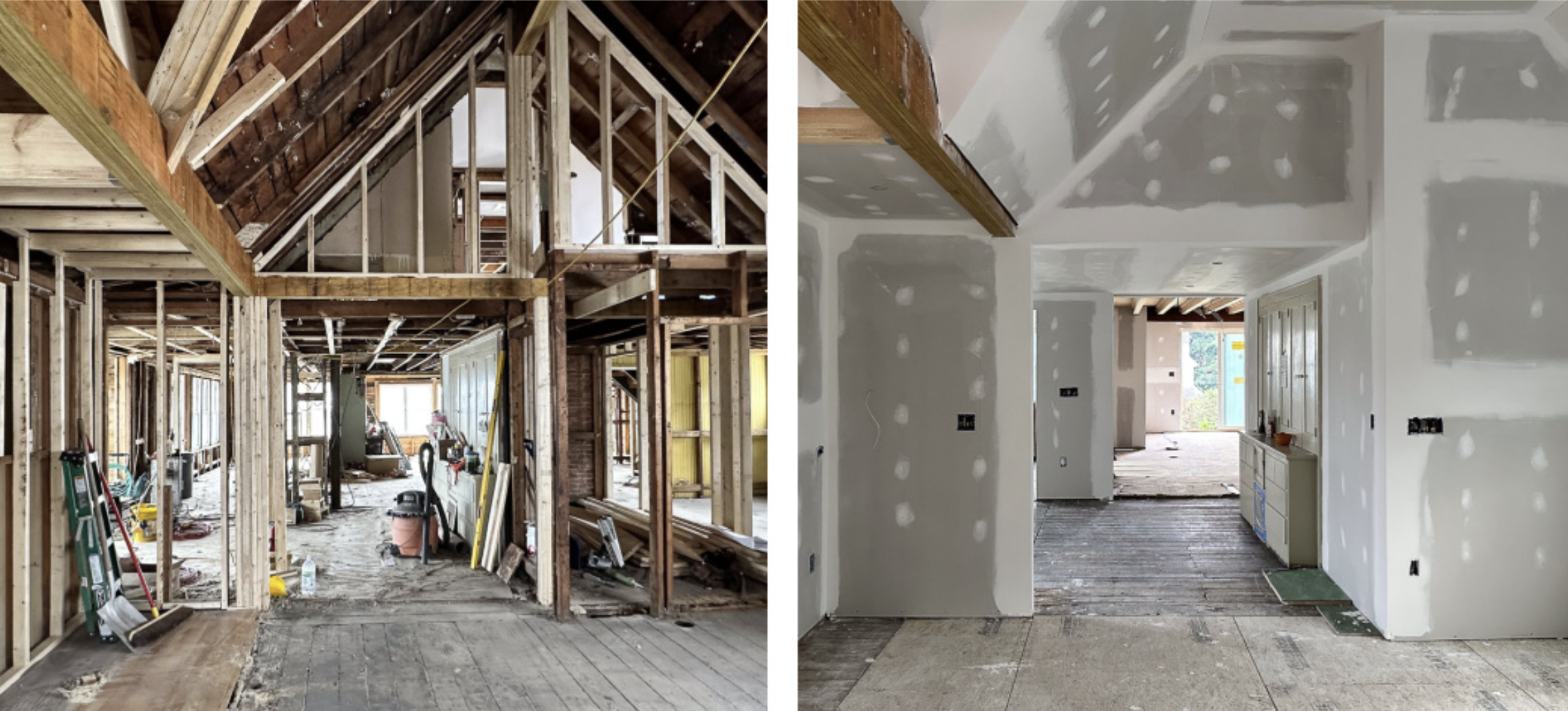 Construction progress - drywall installed